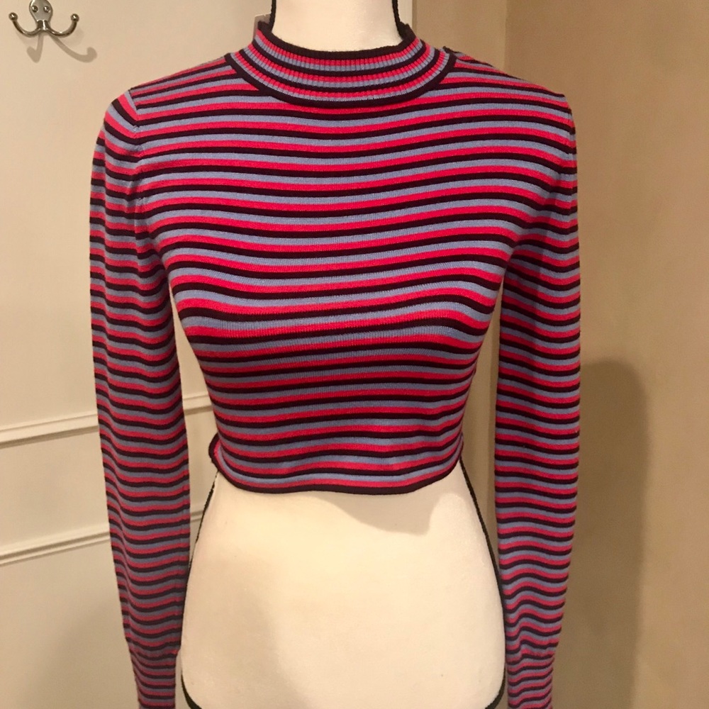 Striped Urban Outfitters knit long sleeve crop top